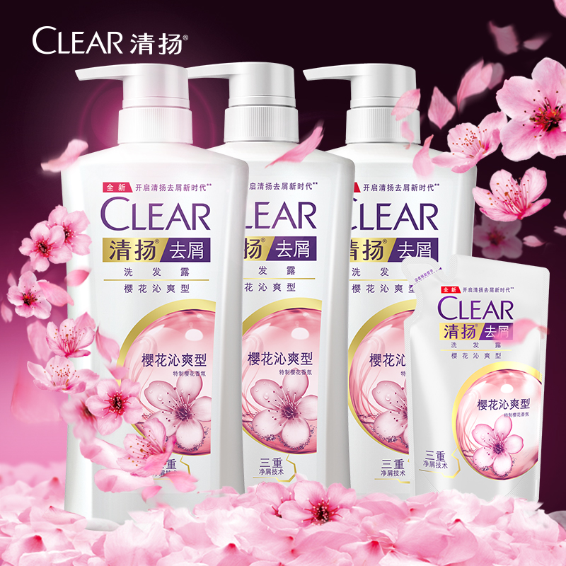 clear 清扬 去屑洗发露 樱花沁爽型 500g*3瓶 200g