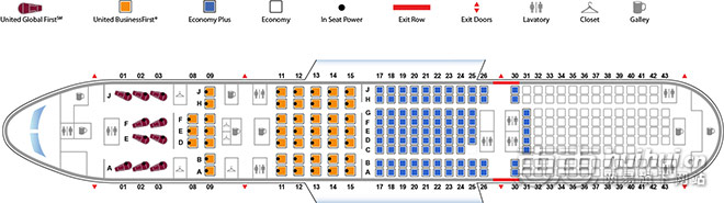 飞机座位示意图(仅供参考)