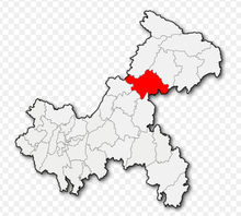 万州区在重庆市的位置（红色处）
