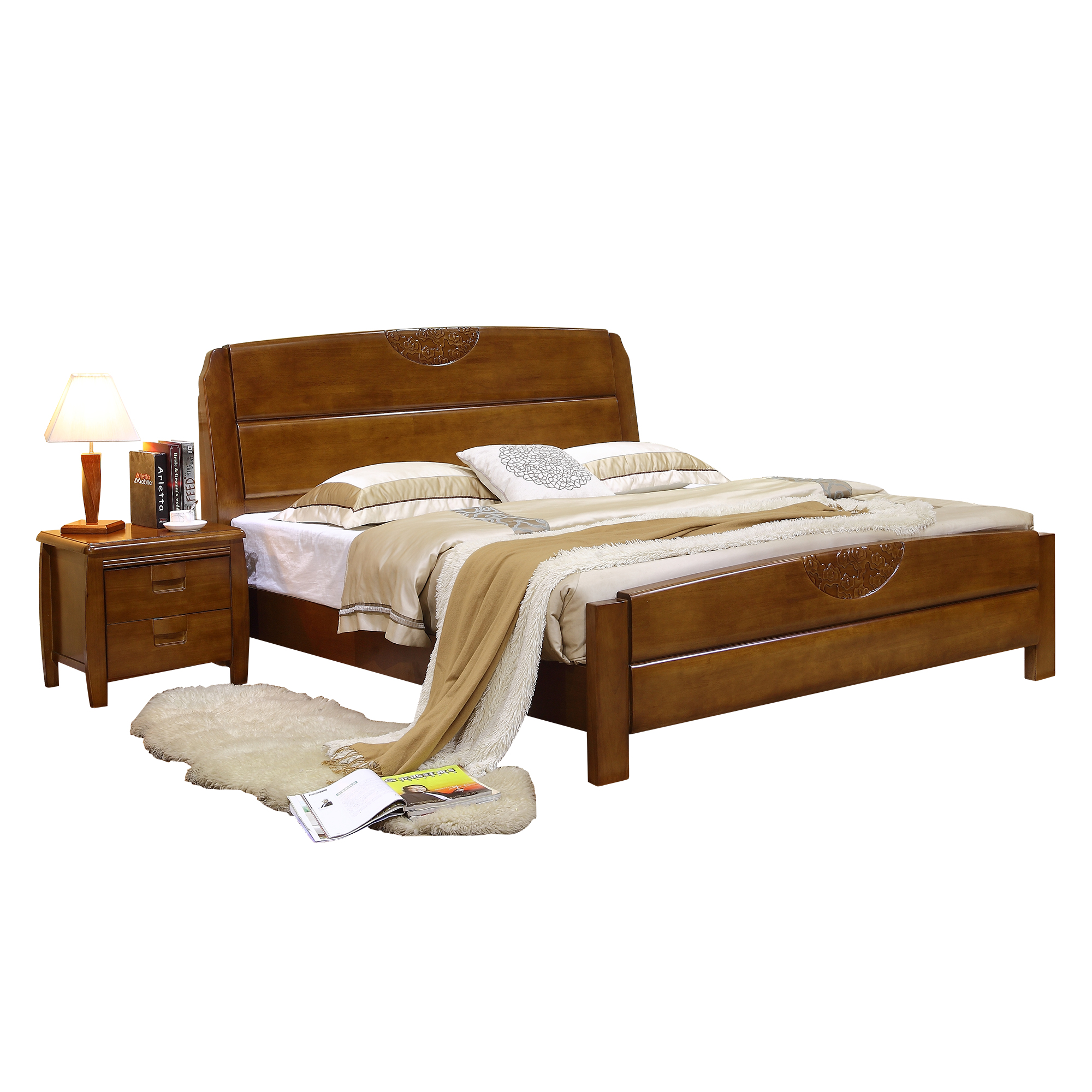 美天乐 简约现代中式实木床 1.8*2米